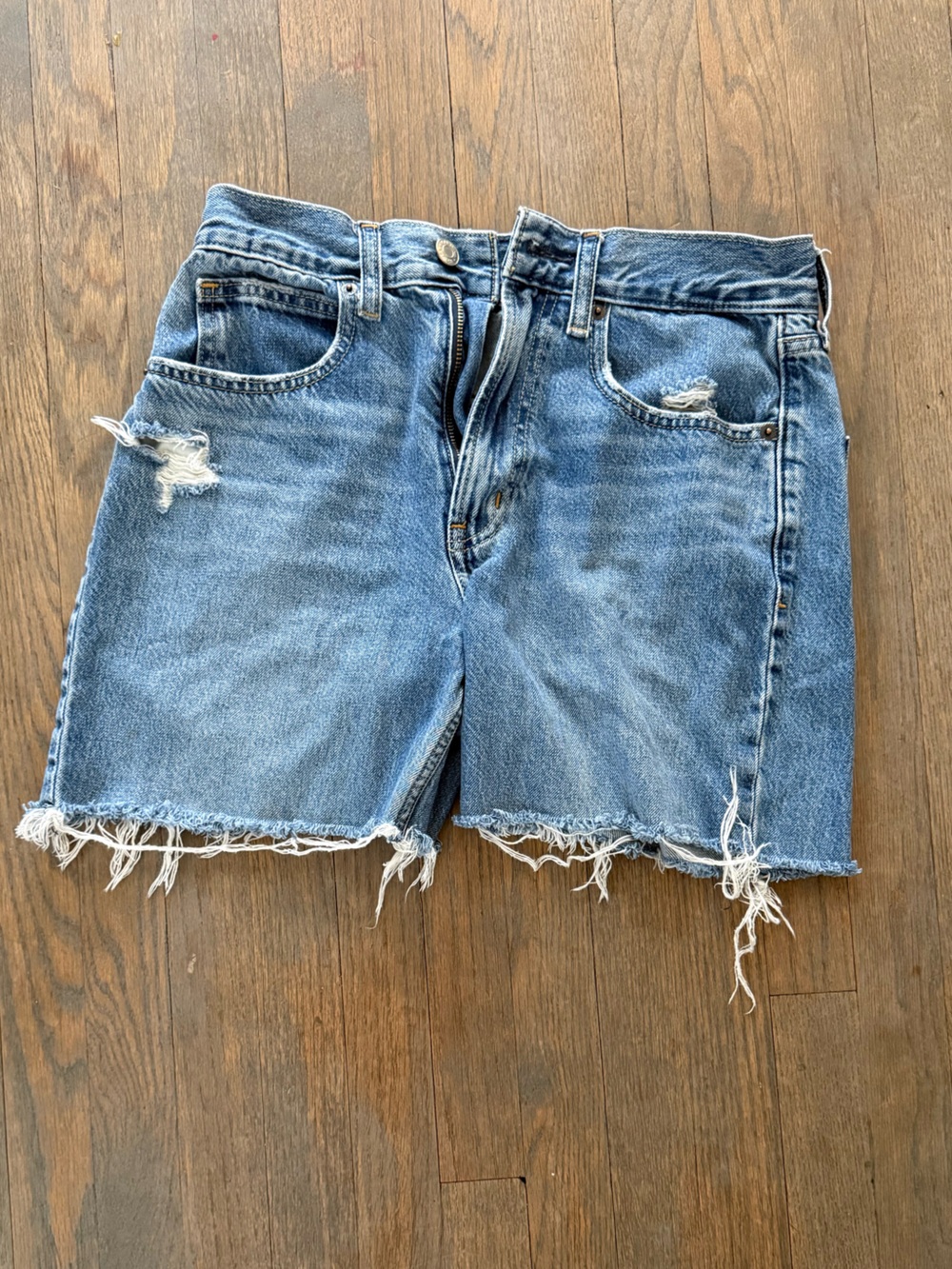 GAP Light Blue Distressed Denim Shorts with Frayed Hem